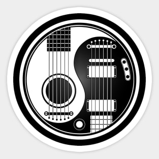 White and Black Acoustic Electric Guitars Yin Yang Sticker